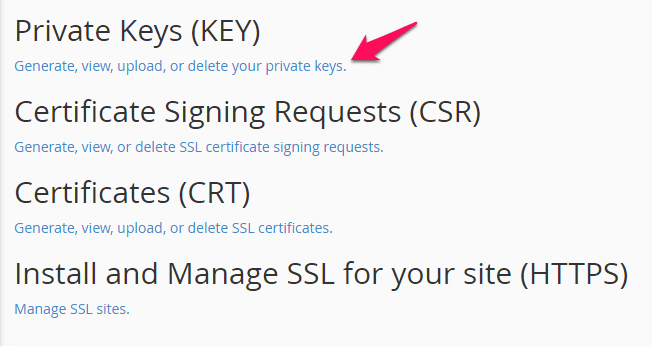 klik generate private key