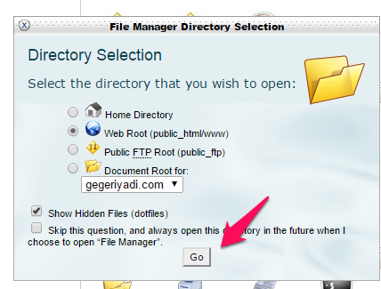 pilih directory yang ingin dipindahkan klik go