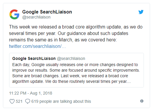 tweet google about medic update
